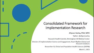 Consolidated Framework for Implementation Research CFIR [upl. by Ennaylime955]