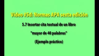 Vídeo 5d citar mas de 40 palabras en Word según normas APA sexta edición [upl. by Hiett241]