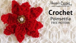 Poinsettia Free Crochet Pattern  Right Handed [upl. by Nairrot]