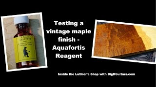 Testing Ye Original Aquafortis Reagent on a Curly Flame Maple  BigDGuitars [upl. by Berck]