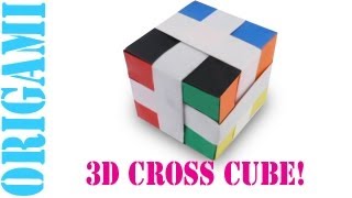 Easy Origami 3D Cross Cube Hexahedron Tutorial [upl. by Chaffin]