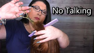 ASMR Hair Salon Roleplay NO TALKING Wet Haircut Blow Dry Hair Dryer Spray Sounds Brushing [upl. by Yor]