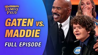 Gaten Matarazzo vs Maddie Ziegler Full Episode  Celebrity Family Feud [upl. by Wakerly]