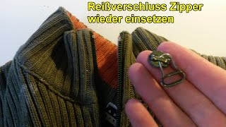 Reißverschluss Zipper wieder einsetzen  einfädeln Schieber vom Reißverschluss reparieren Anleitung [upl. by Acined]