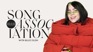 Billie Eilish Sings Miley Cyrus HER and Pnk in a Game of Song Association  ELLE [upl. by Oznole]