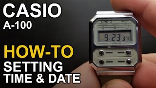 Casio A100  Setting Time and Date  Module 3503 [upl. by Yajeet457]