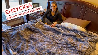 EHEYCIGA Electric Heated Blanket dual remotes with timer electricblanket blanket warm [upl. by Josefa455]