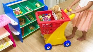 ショッピングカートでお買い物 おかし屋さん  Shopping Cart Toy  Grocery Store Snack Foods Shopping [upl. by Slaohcin]