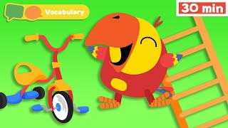 Learning First Words w Larry  Sensory Stimulation for Babies  Vocabulary for Kids  Tricycle [upl. by Atirma]