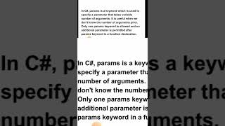 C params Short  malayalam tutorial  csharp programming language [upl. by Villiers]