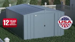 Take a 360 Tour of the Arrow Classic Steel Storage Shed 10x14 in Blue Grey [upl. by Naujd]