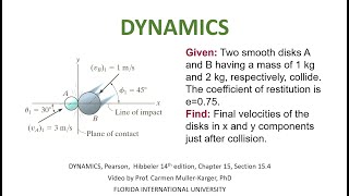 DYNAMICS Example 15 4 5 Oblique Collision two particles [upl. by Rollin]