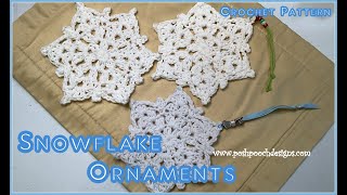 Snowflake Ornaments Crochet Pattern crochet crochetvideo christmasinjuly [upl. by Ecadnarb]