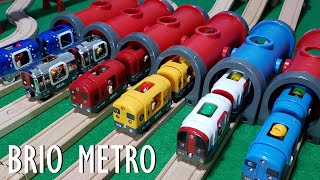 Wooden Trains Giant Metro Railway with EVERY BRIO metro train available  BRIO Train Video [upl. by Ecyle]