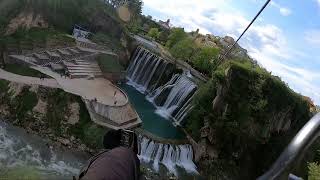 Jajce  Bosnia and Herzegovina  waterfall zipline [upl. by Neffirg]