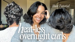 Heatless Overnight Curls  How To Pin Curl Short Hair In A Silk Press or Roller Set [upl. by Graaf856]