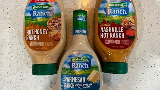 Hidden Valley parmesan ranch Nashville hot hot honey amp Hellmann’s mayo chili lime Tajin [upl. by Mailliw]