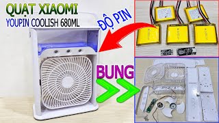 ĐỘ Pin Test và bung Quạt Điều Hòa Xiaomi Youpin Coolish 680ml lên 105Ah dùng 7 Tiếng [upl. by Anileda889]