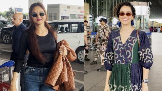 Madhoo Shah amp Sanya Malhotra Spotted At Mumbai Airport [upl. by Greerson]