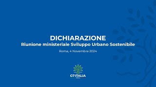 Dichiarazione Ministro Piantedosi  Riunione Ministeriale G7 sullo Sviluppo Urbano e Sostenibile [upl. by Payson]