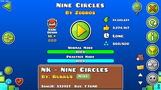 GDDP48 Silver rank 1111 Geometry Dash quotNine Circlesquot by Zobros Hard Demon [upl. by Nivrem]