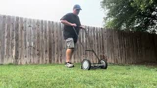 Mowing with an Earthwise 7 blade Reel Mower [upl. by Repohtsirhc]