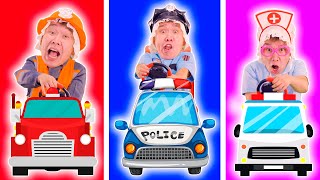 Police Car Ambulance and Fire Truck  MORE Lights Kids Song [upl. by Kinson306]