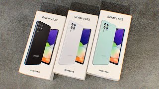 Unboxing Samsung Galaxy A22 A225 All colors Black White Mint [upl. by Enimassej351]