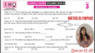 IMO Class 3 Maths Olympiad Sample Paper Ques no 1120  Maths Olympiad Mock Test for Class 3 [upl. by Lilyan259]