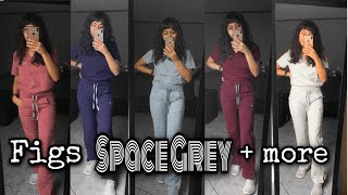 FIGS Limited Edition Scrub Try on Haul  REVIEW  SPACE GREY MAUVE DUSTY BLUE CEMENT PURPLE [upl. by Ancalin507]