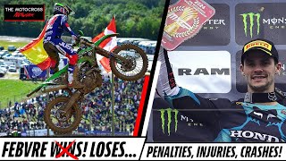 DRAMA IN FRANCE Crashes Penalties Injuries  MXGP Of France [upl. by Anoy109]