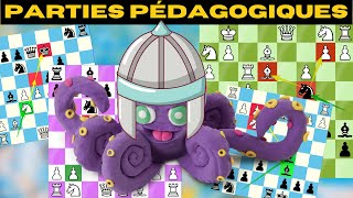 8 parties déchecs pédagogiques 🐙 1350 ELO [upl. by Atcele]