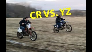 98 YZ250 vs 96 CR250 Drag Race [upl. by Cristiona]