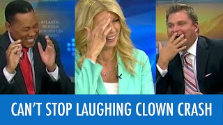 News Anchors Cant Stop Laughing At Clown Report [upl. by Hyman]