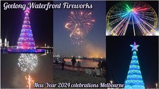 New Year 2024 celebrations in Melbourne  Geelong Waterfront fireworks [upl. by Anytsirhc]