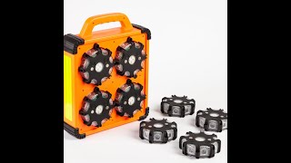 led warning light strobe light sequential beacon magnetic rechargeable box 8 led road safety flares [upl. by Yuh]