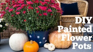 DIY Painted Flower Pots  Fall Mum Flower Planters [upl. by Schecter]