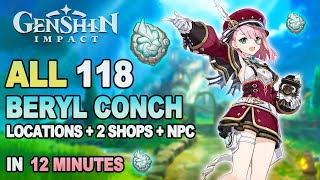 All 118 Beryl Conch Locations Genshin Impact  Charlotte Ascension Materials  Fast Guide Route [upl. by Najib182]