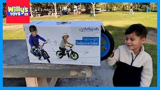 Blue Chillafish BMXieRS Kids Balance Bike Toy Review and Playing at the Park [upl. by Adraynek]