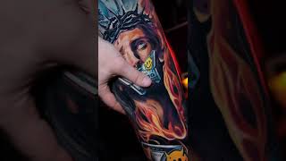 Jesus  7 Deadly Sins full sleeve leg tattoo [upl. by Eeruhs]