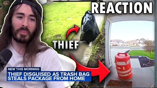 moistcr1tikal reacts to Thief Disguised as trash bag STEALING PARCELS [upl. by Eerhs]