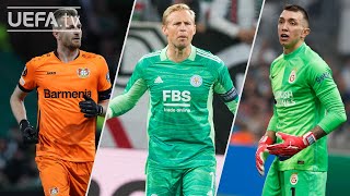 HRADECKY SCHMEICHEL MUSLERA  UEL Best Saves Matchday 2 [upl. by Ahsinrad429]