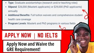 Full Tuition Waiver Monthly Stipend Msc and PhD Student GRE Waived Scholarship FSU NO IELTS [upl. by Nuoras]