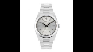 Rolex AirKing 34MM Silver Baton Dial Stainless Steel  14000M  2001 [upl. by Nemzzaj497]