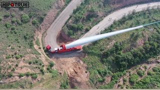 Transporting Wind Turbine Blades on Mountain Roads in China [upl. by Dragon953]