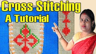 Cross Stitching embroidery work for beginners  A Tutorial crossstitching [upl. by Guthry]