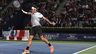 Watch Hot Shot Federer Hits Blistering Backhand At Dubai 2017 [upl. by Lupe]