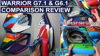 Warrior Ritual G71 RTL 90 degree 580 amp G61 goalie catching glove comparison review [upl. by Ahsinoj]