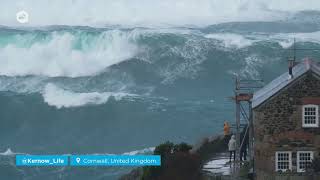 Impressively big waves in Cornwall UK [upl. by Aniuqaoj]