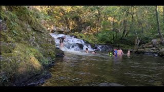 Rhaeadr Nantcol Waterfalls with Kids WALES swimming jumping in the water foryou camping [upl. by Moya327]